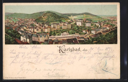 Lithographie Karlsbad, Gesamtansicht Aus Der Vogelschau  - Czech Republic