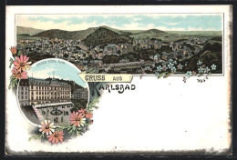 Lithographie Karlsbad, Grand Hotel Pupp, Panorama  - Czech Republic
