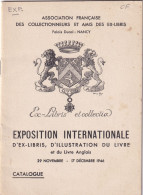 NANCY Palais Ducal Association Française Des Collectionneurs Et Amis Des Ex-libris  EXPOSITION INTERNATIONALE 1946 - Ex Libris