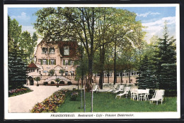 AK Franzensbad, Restaurant-Café-Pension Biedermeier Mit Gartenpartie  - Tsjechië