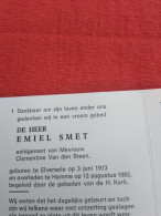 Doodsprentje Emiel Smet / Elversele 3/6/1913 Hamme 12/8/1982 ( Clementine Van Den Steen ) - Religion & Esotérisme