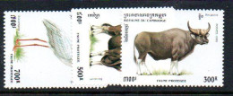 CAMBODIA - 1995 - NATIVE ANIMALS SET OF 3 MINT NEVER HINGED - Cambodja