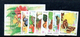 CAMBODIA - 1991 - BUTTERFLIES SET OF 7 + SOUVENIR SHEET   MINT NEVER HINGED, SG CAT £19.20 - Cambodia