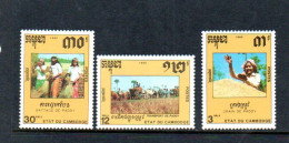 CAMBODIA - 1990 - RICE CULTIVATION SET OF 3  MINT NEVER HINGED - Kambodscha