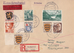 Rld.-Pf. R-Eilbote-Brief Mif Minr.3,6,7 Rld.-Pf. Minr.2,4,12,84 Wallhalben 4.3.48 Gel. Nach Lörrach - Renania-Palatinado