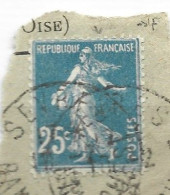 FRANCE N°140 25C BLEU TRAIT DANS LE F DE FRANCAISE CASE 39 OBL - Used Stamps