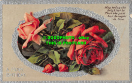 R514979 A Happy Birthday. Red Roses. Postcard. 1922 - Monde