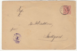 Württemberg Postal Stationery Letter Cover Posted Eningen B240510 - Postwaardestukken