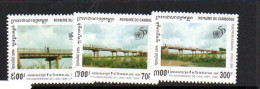 CAMBODIA -  1995 - UNITED NATIONS / BRIDGES SET OF 3 MINT NEVER HINGED - Camboya