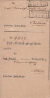 Preussen Post-Behändigungsschein R2 Coethen 15.11.(1866) Gel. Nach Aken - Cartas & Documentos