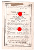 Hortense DE BLAUWE Kortrijk  Courtrai 1851 1872 - Todesanzeige