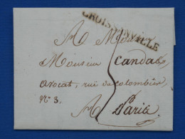DO19 FRANCE  LETTRE RARE   1821 PETIT BUREAU CROISSANVILLE A PARIS  +CACHET CIRE  +AFF. INTERESSANT++ - 1801-1848: Precursors XIX