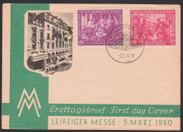 Leipzig Messehaus Petershof SSt. 7.3.50 Auf Schmuckbrief DDR 348/49 - Cartas & Documentos