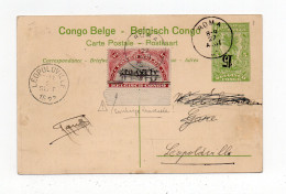 !!! CONGO BELGE, TIMBRE AVEC SURCH RENVERSEE SUR ENTIER POSTAL DE 1923 - Cartas & Documentos
