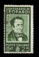 Francobolli Regno - Vittorio Emanuele III - Centenario Di Leopardi Da  25 Cent. - Usados