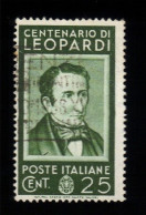 Francobolli Regno - Vittorio Emanuele III - Centenario Di Leopardi Da  25 Cent. - Oblitérés