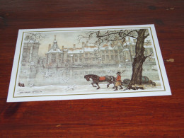 75972-            ILLUSTRATOR ANTON PIECK - "WINTERAVOND" - CA. 11,5 X 16,5 CM. DOUBLE CARD - Pieck, Anton