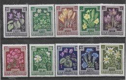 AUSTRIA 1948 FLORA ALPINA SERIE 10 VALORI COMPLETA ** MNH LUSSO C2032 - Unused Stamps