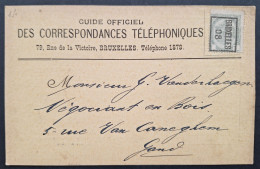 Typo 6B "BRUXELLES 08" Op Kaartje 'Guide Officiel Des Correspondances Téléphoniques' - Typografisch 1906-12 (Wapenschild)