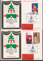 Dresden SSt. 22.8.84 UNIMA XIV. Puppenspiel 1984 Sondermarken Auf 2 Anlasskarten  - Franking Machines (EMA)