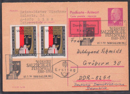 Antwort-GA 15 Pfg. W. Ulbricht Aus Salzburg Festspiele Mit Auffrankatur Für Eil-Sdg., P74A - Postcards - Used