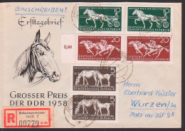 Johann-Georgenstadt R-Bf, 2 Kpl. Sätzen Pferderennen Große Preis Der DDR, 2. Gewichtsstufe, DDR 640/42(2) - Storia Postale