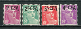 FRANCE SURCHARGÉ CFA -   - MARIANNE DE GANDON - N° Yvert 289+290+294+296 ** - Unused Stamps