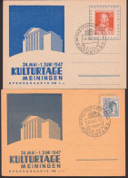 Meiningen Zwei SSt Kulturtage 1947 Auf Spendenkarten Zu RM 1,-  - Covers & Documents