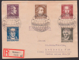 Weimar, Johann Wolfgang Von Goethe SSt 1949 Auf R-Bf-Vorderseite SBZ 234/38 - Lettres & Documents