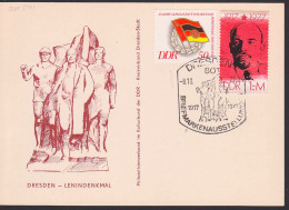 Dresden 1,- M Lenin Und 50 Pfg. DSF Auf Schmuckkarte Mit Lenindenkmal DDR 2261 Aus Bl. 50 - Cartas & Documentos