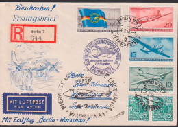 Berlin Ost. Luftpoststelle Nach Warschau Lufthansa Kpl. Mit Bestätigungsst. Erstflug 4.2.56 - Covers & Documents