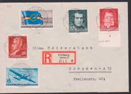 Freiberg 5 Pfg. Lufthansa Mit Heinrich Heine Auf R-Brief Portogenau, DDR 512 - Brieven En Documenten