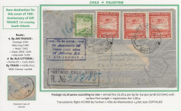 AIR FRANCE 1940 CHILI Chil REG Airmail Cover HAIFA PALESTINA 10 Aniversario Primer Cruce Aereo Atlantic Sud - Flugzeuge