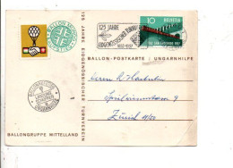 SUISSE CARTE TRANSPORTEE PAR BALLON 1957 - Briefe U. Dokumente