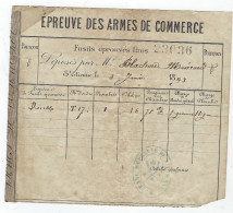 Chasse Epreuve Des Armes De Commerce - Banc Epreuve De ST ETIENNE 1893 - Historische Dokumente