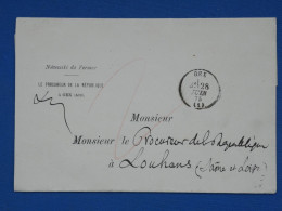 DO19 FRANCE  LETTRE PROCUREUR REPUBLIQUE   1875 PETIT BUREAU  GEX A LOUHANS  +AFF. INTERESSANT++ - 1849-1876: Klassieke Periode