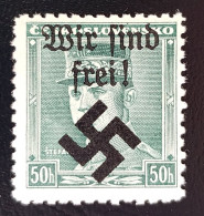 GERMANY THIRD 3RD REICH MAHRISCH OSTRAU WIR SIND FREI OCCUPATION 50h SIGNED 1939 MNH - Occupazione 1938 – 45