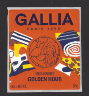 Etiquette De Bière Sour Agrumes  -  Golden Hour -  Brasserie Gallia  à  Paris (75) - Beer