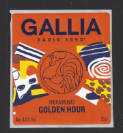 Etiquette De Bière Sour Agrumes  -  Golden Hour -  Brasserie Gallia  à  Paris (75) - Bière