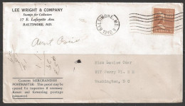 1940 1-1/2 Cent Prexie, Martha Washington, Merchandise Cover, Baltimore - Covers & Documents