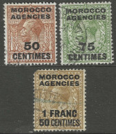 Morocco Agencies (French Currency). 1925-34 KGV, 50c, 75c, 1f50 Used. Block Cypher W/M. SG 207, 208, 211. M5085 - Morocco Agencies / Tangier (...-1958)