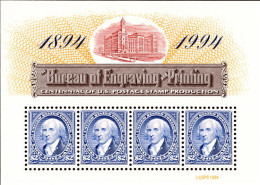 1994 BEP Souvenir Sheet Of 4 Stamps, Mint Never Hinged  - Ongebruikt
