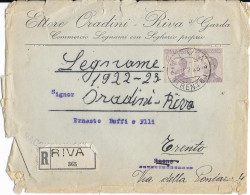 Sur Lettre Recommandée 1923 Ettore Oradini  - Riva S/Garda - Oblitérés