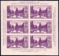 1934 Mount Rainier National Park, APS, Sheet Of 6, Mint Never Hinged - Neufs