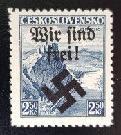GERMANY THIRD 3RD REICH MAHRISCH OSTRAU WIR SIND FREI OCCUPATION 2.5k SIGNED 1939 MNH - Occupazione 1938 – 45