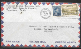 1950 - 10c Great Bear Lake, 5c George VI, Vancouver To England - Briefe U. Dokumente