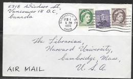 1955 Vancouver (Feb 4) To Mass USA - Storia Postale