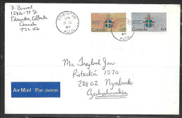 1984 Pope Visit Pair, Edmonton To Czechoslovakia - Storia Postale