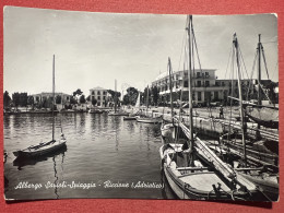 Cartolina - Riccione - Albergo Savioli - Spiaggia - 1954 - Rimini