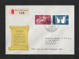 1948  100 JAHRE BUNDESTAAT ► Offizieller R-Briefumschlag Mit Seltenem Zudruck Und Dazu Passender Entwertung - Cartas & Documentos